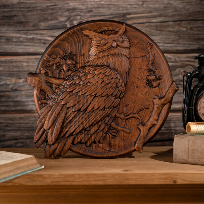 Owl wood carving - Wood Wall Decor