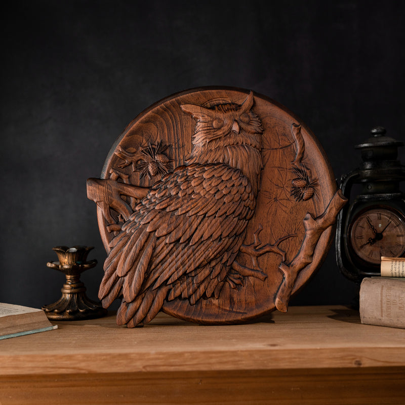 Owl wood carving - Wood Wall Decor