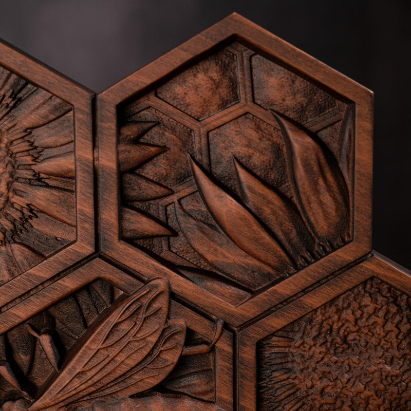 New Arrivals Handmade Wood Bee Wall Decor - Gardening Gift for Nature Lovers & Beekeepers