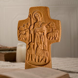 Good Shepherd Crucifix Wood Carving Religious Gift - Endless Care and Guidance