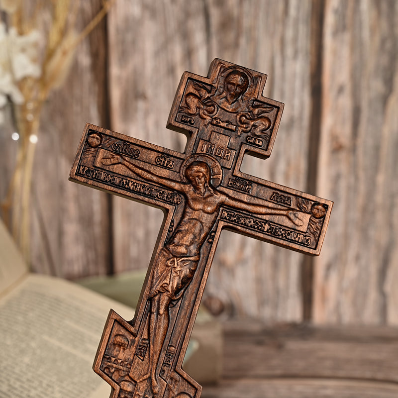 Orthodox Crucifixion Crucifix Wooden Tabletop Ornament