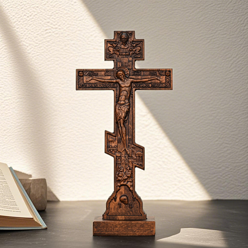 Orthodox Crucifixion Crucifix Wooden Tabletop Ornament