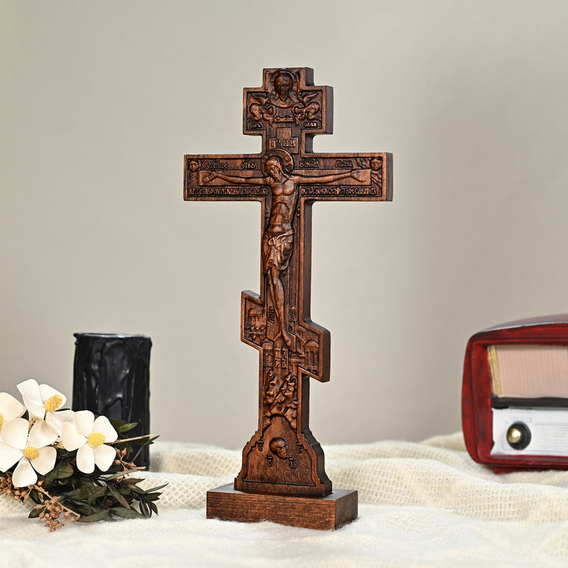 Orthodox Crucifixion Crucifix Wooden Tabletop Ornament
