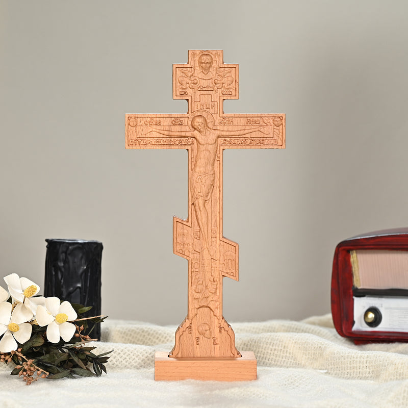 Orthodox Crucifixion Crucifix Wooden Tabletop Ornament