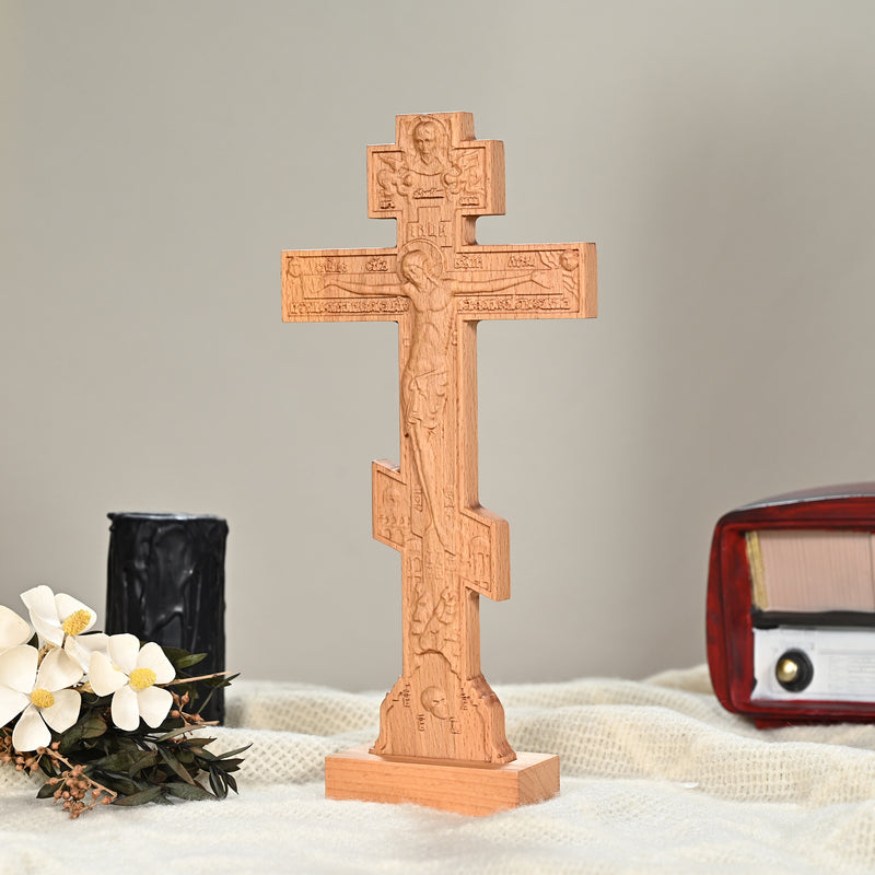 Orthodox Crucifixion Crucifix Wooden Tabletop Ornament
