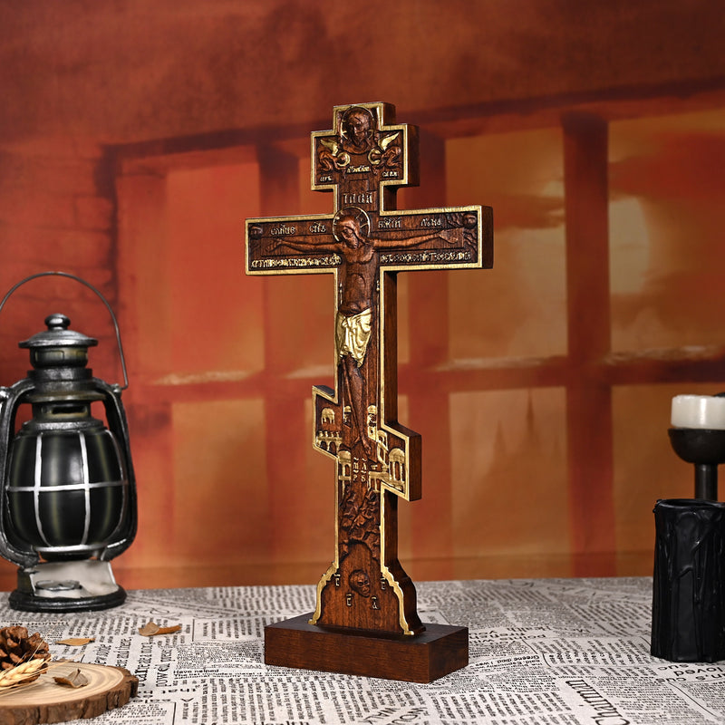 Orthodox Crucifixion Crucifix Wooden Tabletop Ornament