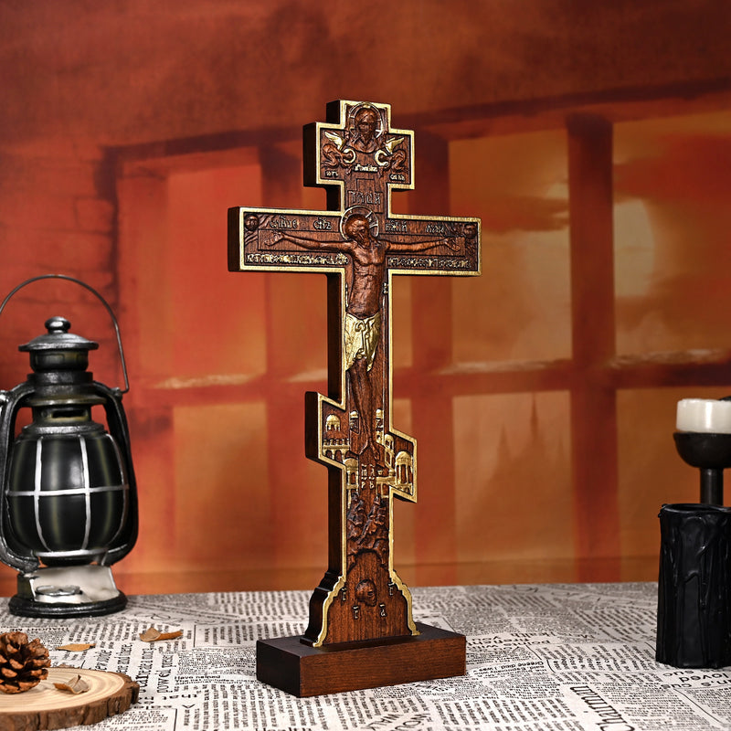 Orthodox Crucifixion Crucifix Wooden Tabletop Ornament