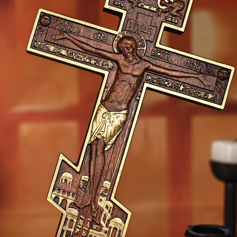 Orthodox Crucifixion Crucifix Wooden Tabletop Ornament