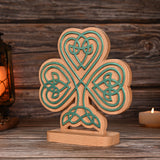 Celtic Knot Beechwood Clover Tabletop Ornament - Symbol of Christian Faith and Divine Blessings