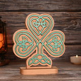 Celtic Knot Beechwood Clover Tabletop Ornament - Symbol of Christian Faith and Divine Blessings