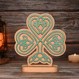 Celtic Knot Beechwood Clover Tabletop Ornament - Symbol of Christian Faith and Divine Blessings