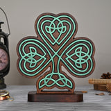 Celtic Knot Beechwood Clover Tabletop Ornament - Symbol of Christian Faith and Divine Blessings