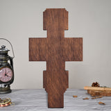 Eastern Orthodox Crucifixion Cross Wall Decor - Faith & Redemption Theme Wooden Carved Wall Hanging