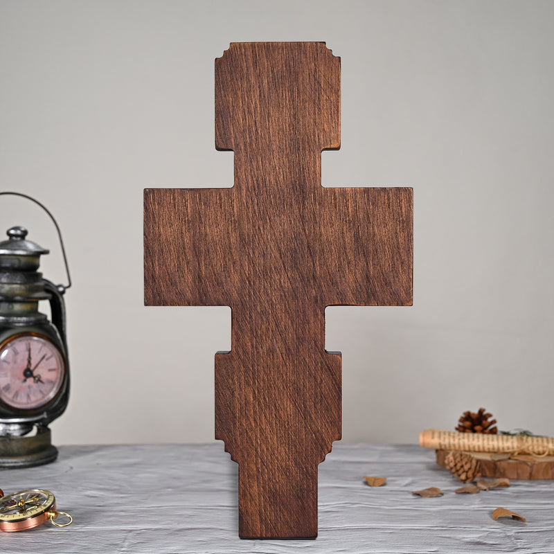 Eastern Orthodox Crucifixion Cross Wall Decor - Faith & Redemption Theme Wooden Carved Wall Hanging