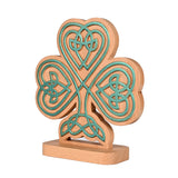Celtic Knot Beechwood Clover Tabletop Ornament - Symbol of Christian Faith and Divine Blessings