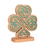 Celtic Knot Beechwood Clover Tabletop Ornament - Symbol of Christian Faith and Divine Blessings