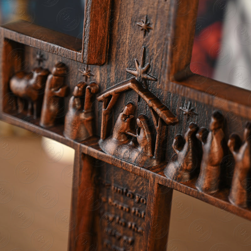 Nativity Scene Crucifix Wooden Wall Decoration