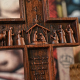 Nativity Scene Crucifix Wooden Wall Decoration