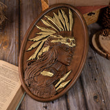 Native American Indian woman natural wood carving decoration, native day gift