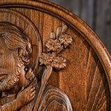 Joseph and Baby Jesus wood carving plaque - Father‘s day gift