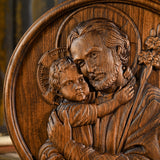 Joseph and Baby Jesus wood carving plaque - Father‘s day gift