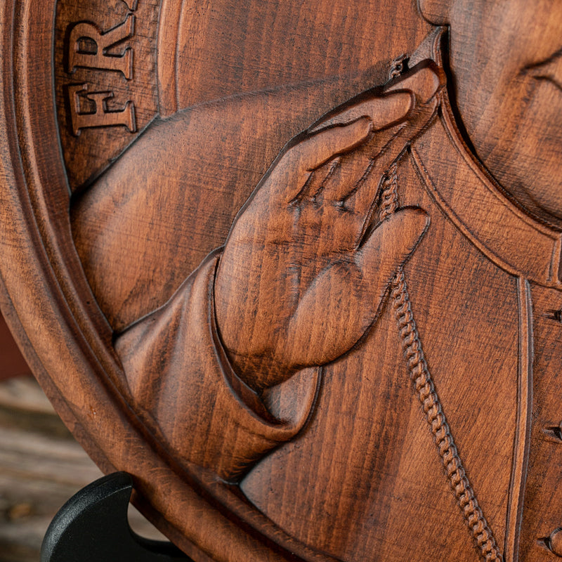 Pope Francis Religious Icon Wooden Sculpture