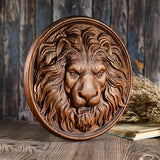 Carved Lion Head Wood Carving Wall Art