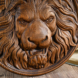 Carved Lion Head Wood Carving Wall Art