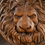 Carved Lion Head Wood Carving Wall Art