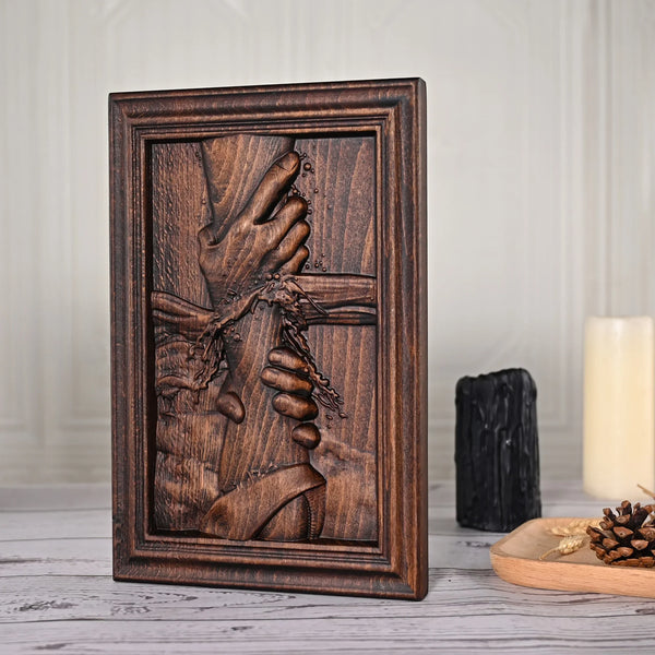 God's Redeeming Hand Beech Wood Carving Wall Decoration - BGCOPPER