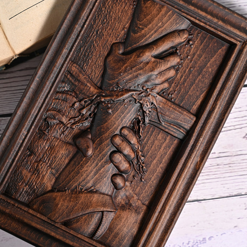 God's Redeeming Hand Beech Wood Carving Wall Decoration