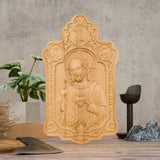 Saint Benedict & Sacred Heart of Jesus Handcrafted Beechwood Wall Plaque