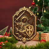 St. Michael Archangel Hand-Carved Wooden Wall Plaque – Sword & Shield of Divine Protection