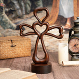 Love Cross Wooden Carving Ornament