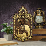 Saint Benedict & Sacred Heart of Jesus Handcrafted Beechwood Wall Plaque