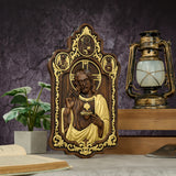 Saint Benedict & Sacred Heart of Jesus Handcrafted Beechwood Wall Plaque