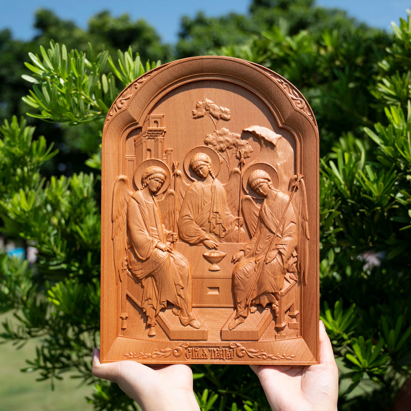 Orthodox Icon Holy Trinity  wooden carving gift