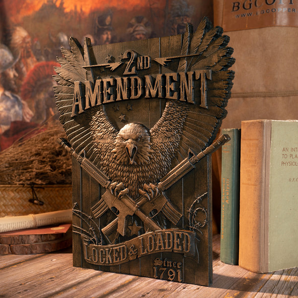 Solid Wood Carvings Decor, Commemorating the Second Amendment