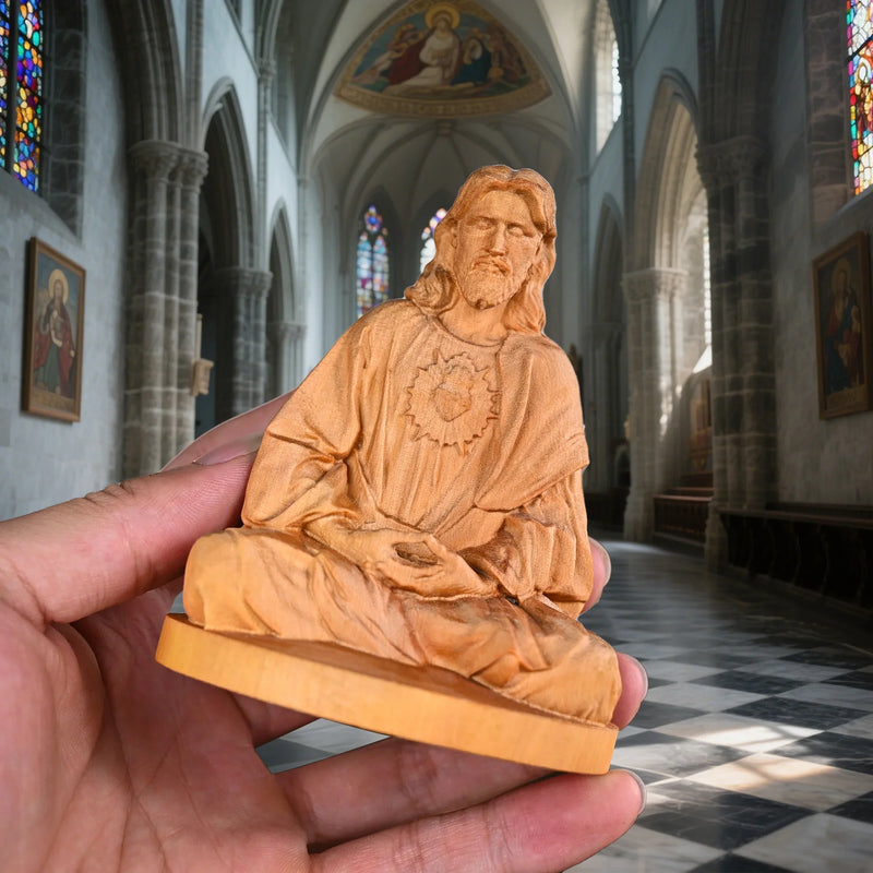 Jesus Meditation Wooden Statue Tabletop Ornament - BGCOPPER