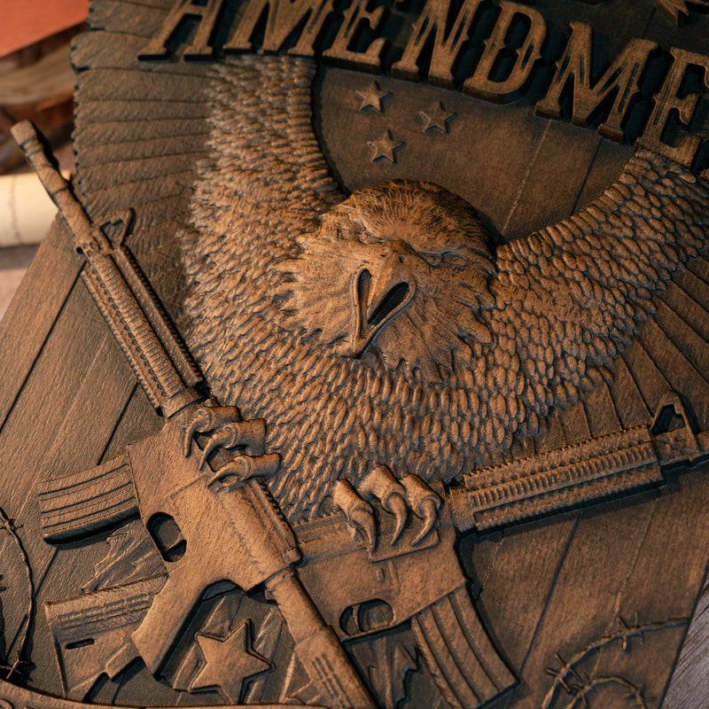 Solid Wood Carvings Decor, Commemorating the Second Amendment