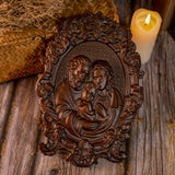 Bgcopper Holy family Nativity Wood Carving Gift Religious Family Wall Decor