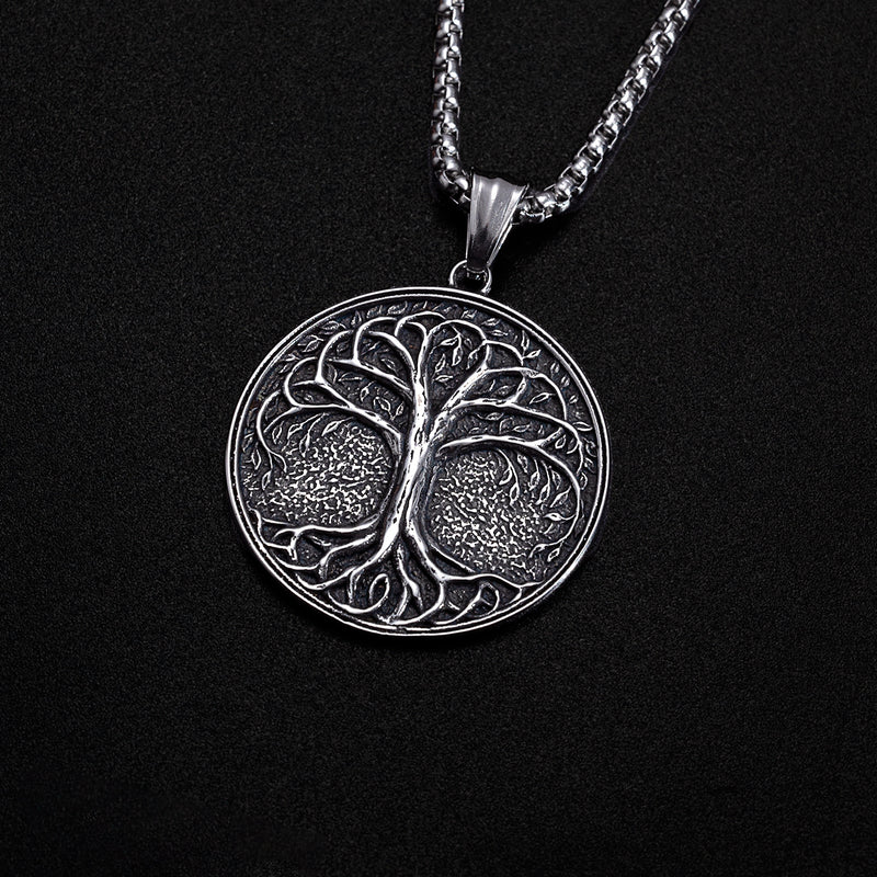 New titanium steel tree of life necklace