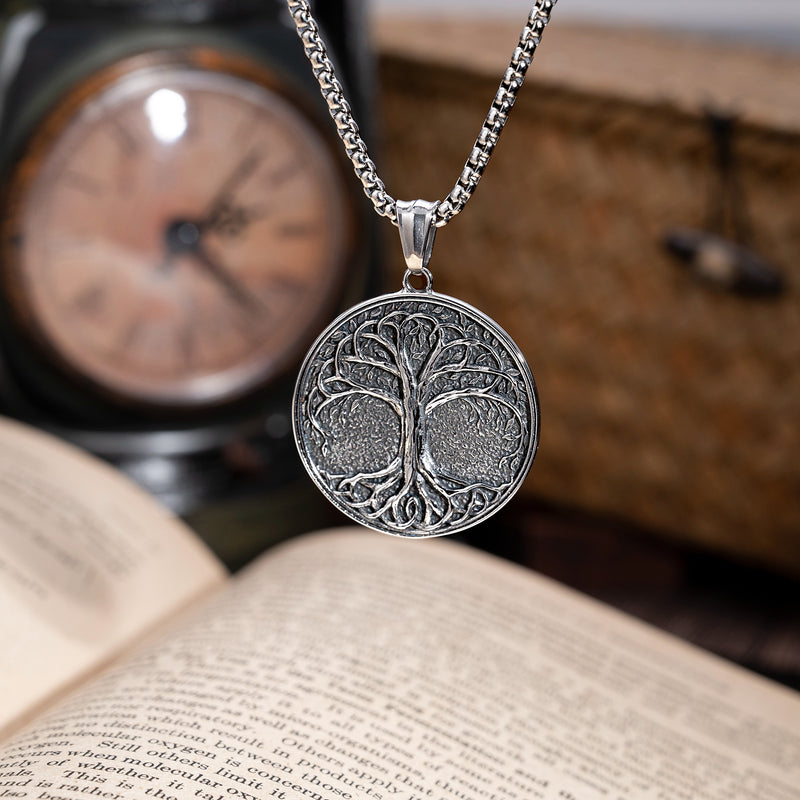 New titanium steel tree of life necklace