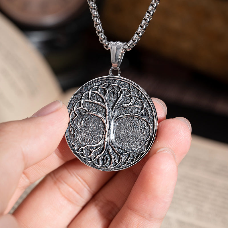 New titanium steel tree of life necklace