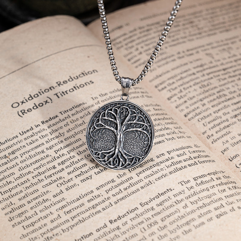 New titanium steel tree of life necklace