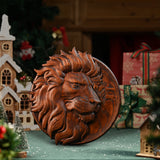 Round Lion Seal Wooden Wall Decoration