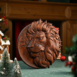 Round Lion Seal Wooden Wall Decoration