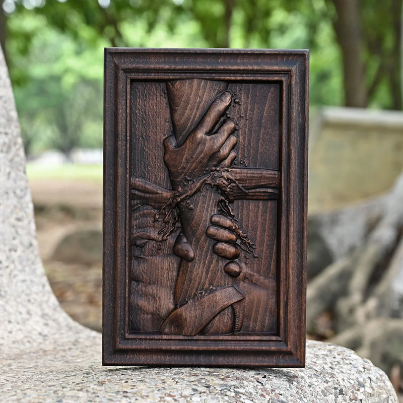 God's Redeeming Hand Beech Wood Carving Wall Decoration - BGCOPPER