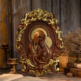 Mother Mary with Baby Jesus Wood Carving Decor