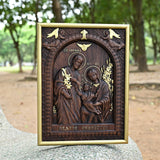 Beechwood Holy Family Wall Hanging: Carving Devotion in Wood, Bringing Sacred Warmth